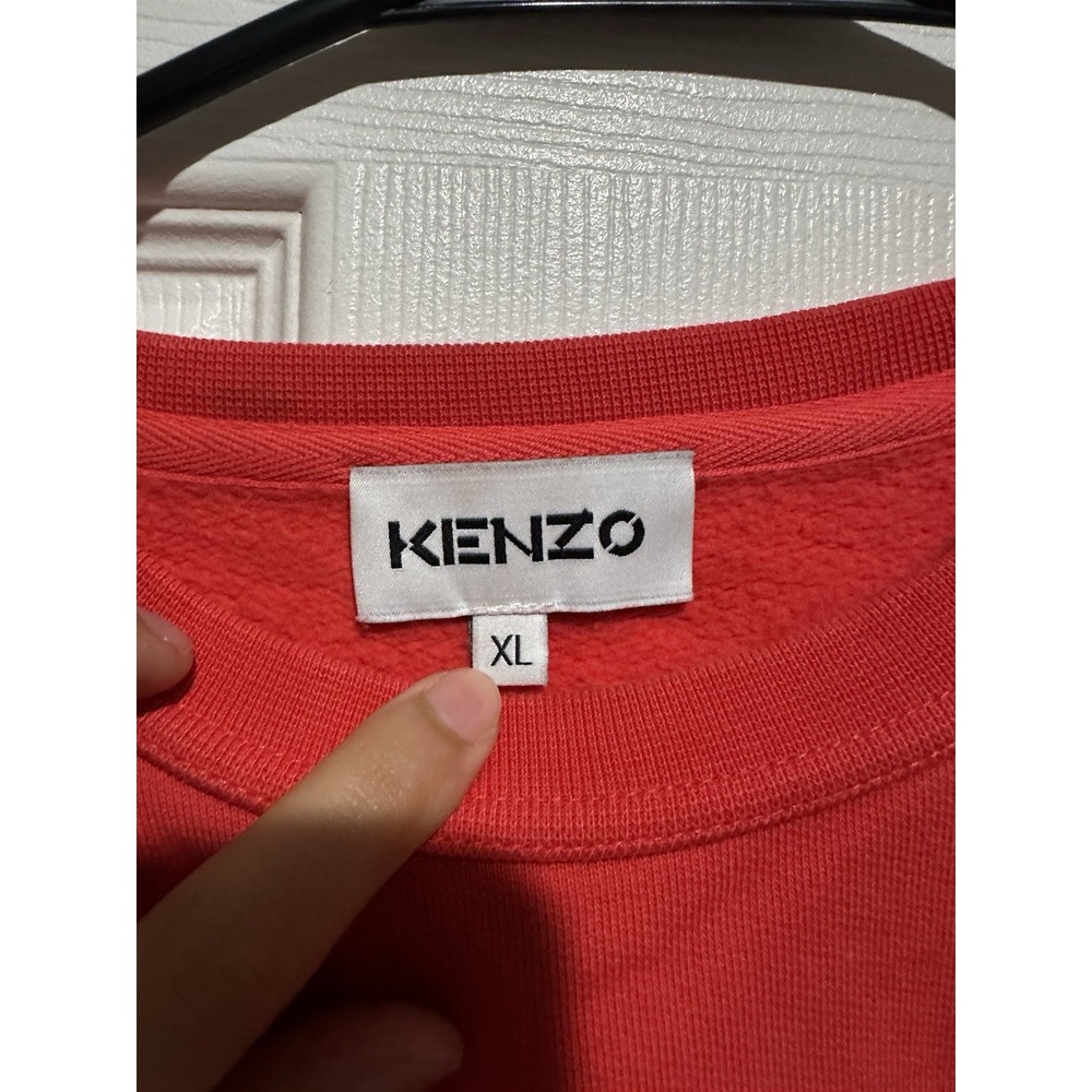 Kenzo Paris Tiger Head Red Cotton Fleece Crewneck Jumper Sweater Womens Size XL - Picture 6 of 7